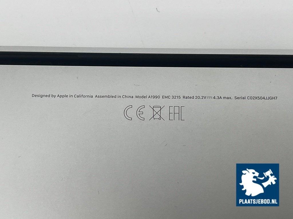 1 x Apple MacBook Pro laptop, type A1990 – foto 6 – kavel bij Plaats Je Bod, Weesp
