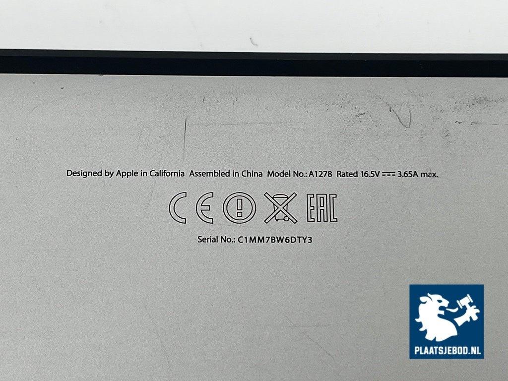 1 x Apple Macbook laptop, 13 inch, type A1278 – foto 5 – kavel bij Plaats Je Bod, Weesp